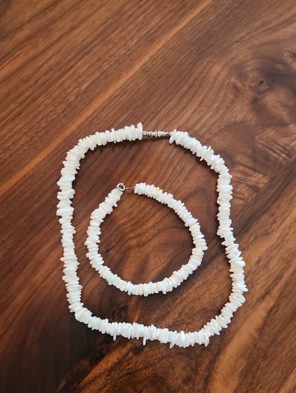 White Shell Chip Necklace and Bracelet Set